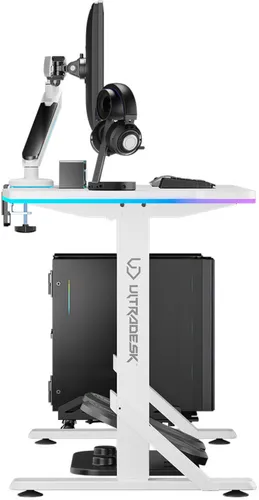 Biurko gamingowe ULTRADESK Iron RGB Biały