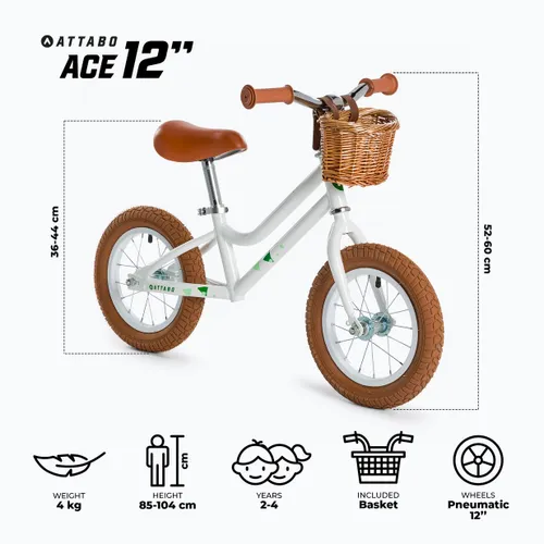 Rowerek biegowy ATTABO Ace 12" biały