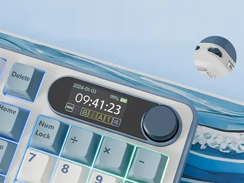 Klawiatura ROYAL KLUDGE RK-S98 Chartreuse Switch Biało-niebieski