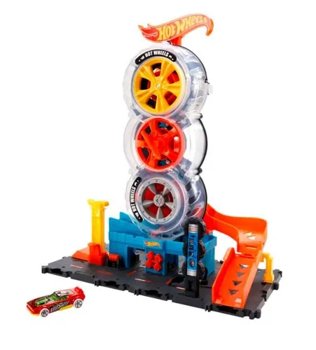 Mattel Hot Wheels City Wyścigowy warsztat opon zestaw HDP02