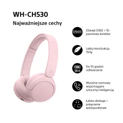 Słuchawki bezprzewodowe Sony WH-CH530 Nauszne Bluetooth 6.0 Różowy