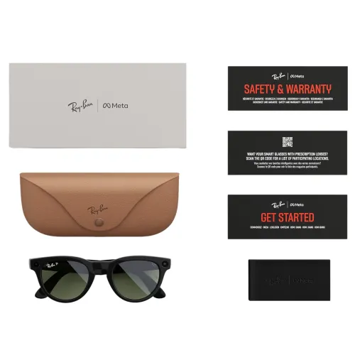 Okulary Ray-Ban Meta Glasses Green Lenses Shiny Black RW4006 Czarny
