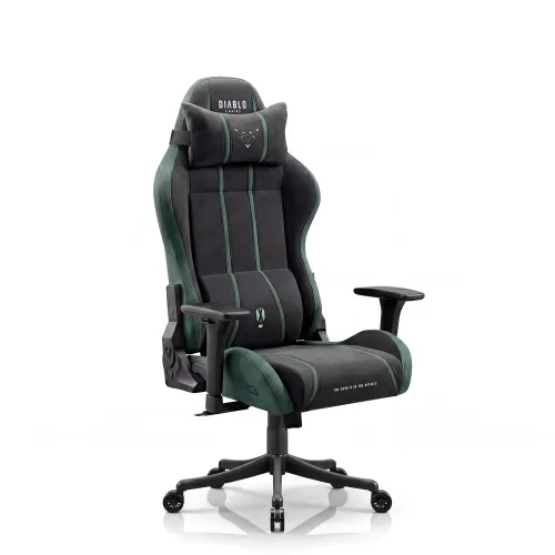 Fotel Diablo Chairs X-One 2.0 Normal Forest Green Gamingowy do 140kg Tkanina Czarno-Zielony