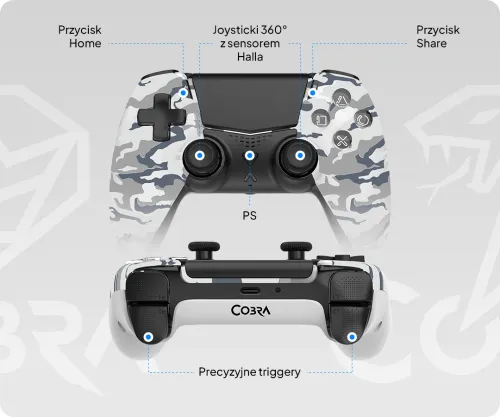 Pad Cobra QSP571CGY do PS5, PC, Android, iOS Bezprzewodowy/Przewodowy Camo Szary