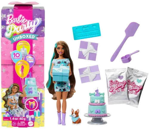 Lalka Barbie Party Unboxed Glam Party JFY66