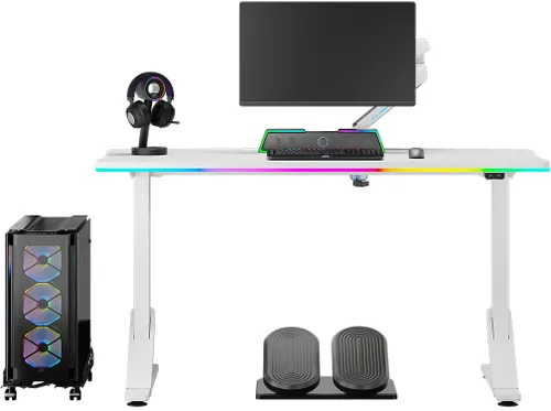 Biurko gamingowe ULTRADESK Iron RGB Biały