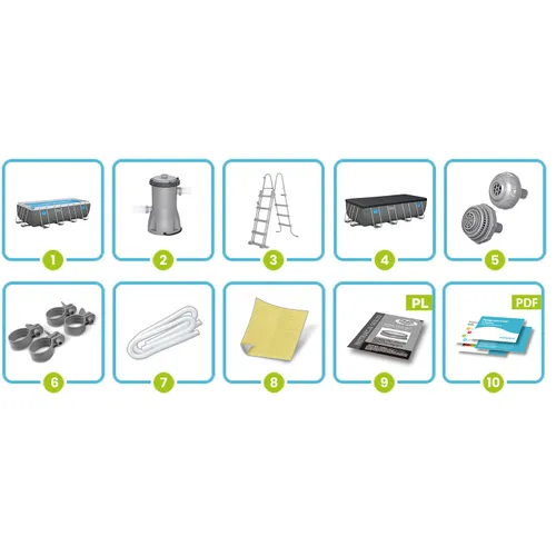 Basen stelażowy Bestway ogrodowy prostokątny 488x244x122 cm zestaw 10w1