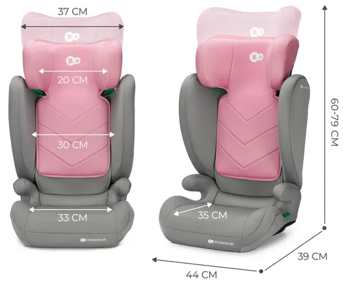 Fotelik samochodowy KINDERKRAFT I-Spark I-Size 2w1 100-150 cm (9-36 kg) Różowy