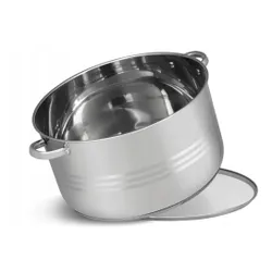 Garnek stalowy gastronomiczny duży z pokrywką 23,8l 38cm indukcja gaz 7314
