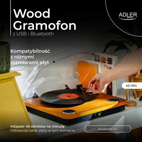 Gramofon ADLER AD 1914 Drewno