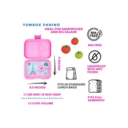 Yumbox Panino-FİFİ pink / Paris'in orta dikdörtgen öğle yemeği kutusu bir tepsi