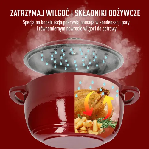 BROWIN Bordowy 4 l - garnek żeliwny emaliowany