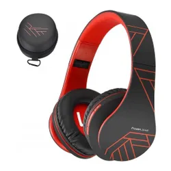 Słuchawki PowerLocus P2 bezprzewodowe Bluetooth/microSD/radio FM czarno-czerwone