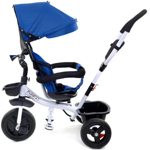 Rowerek trójkołowy z daszkiem FUNFIT obracany 360° wolne koło +trąbka