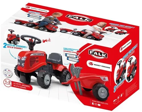 Falk Traktorek Baby Massey Ferguson Czerwony Z Przyczepką + Akc. Od 1-3 Lat