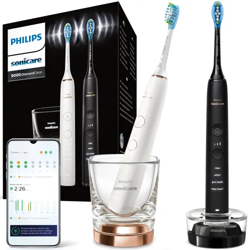 Zestaw Szczoteczek sonicznych PHILIPS HX9914/57 (biała/czarna) + szklanka z funkcją ładowania