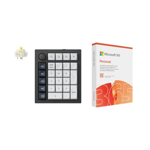 Klawiatura KEYCHRON Q0 Max Wireless Number Pad Switch Gateron Jupiter Banana Czarno-biały + Program MICROSOFT 365 Personal