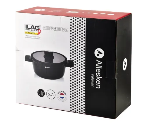 Garnek z pokrywką ILAG ULTIMATE MONDEX ALLESKEN VALERIAN 6,7 l czarny