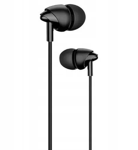 Słuchawki przewodowe USAMS EP-39 jack 3,5 mm Dokanałowe Mikrofon Czarny