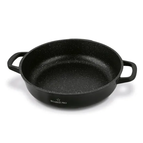 Patelnia na indukcję marmurowa z pokrywką krótkie uchwyty Starke Pro Ochre 28 cm