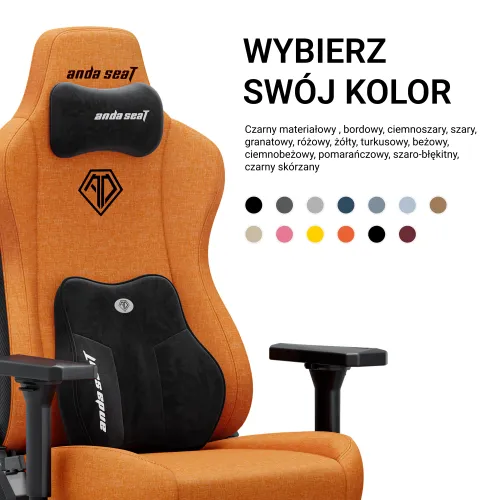 Fotel Anda Seat Kaiser 3E XL Gamingowy do 150kg Tkanina Pomarańczowy