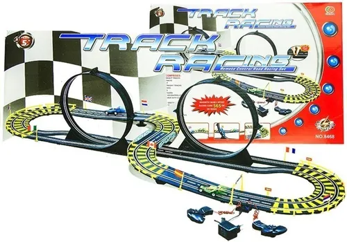 Tor Samochodowy Wyścigowy Track Racing 2 Auta Długość 565Cm Pętle Zasilacz