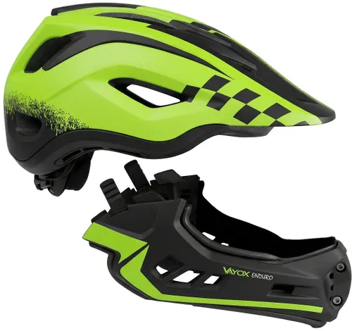 Kask rowerowy VAYOX Enduro VA0421GM Zielony Full Face z odpinaną szczęką (rozmiar M)