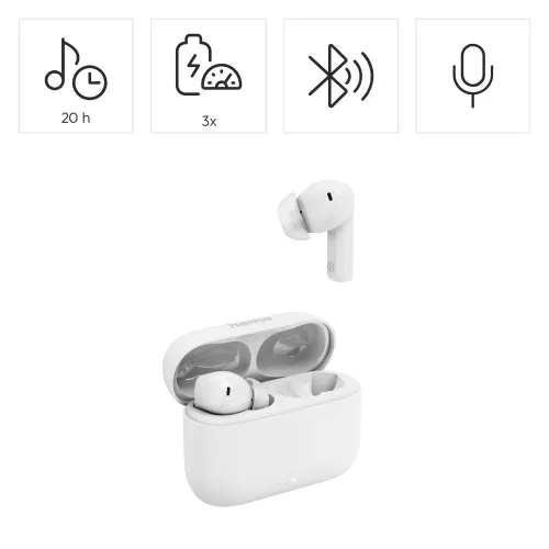 Słuchawki bezprzewodowe Hama Passion Clear II ANC Dokanałowe Bluetooth 5.3 Biały