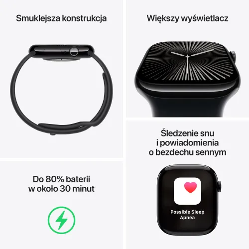 Apple Watch 10 GPS + Cellular 42mm koperta z tytanu (złoty) + pasek sportowy rozmiar M/L (księżycowa poświata)