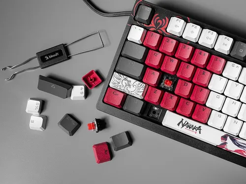 Klawiatura gamingowa A4Tech Bloody S98 Naraka BLMS Red Plus przewodowa mechaniczna podświetlana biało-czarna