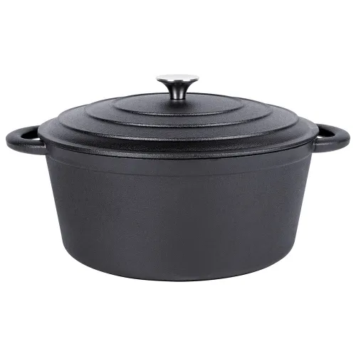 Garnek Żeliwny z Pokrywką Kociołek Brytfanka Brytfanna Okrągła 28 cm 5,9L