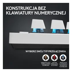 Klawiatura mechaniczna Logitech G Pro X TKL Lightspeed Tactile - GX Brown - biały