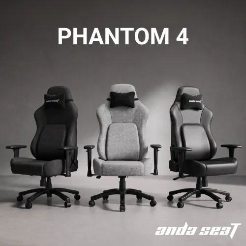 Fotel Anda Seat Phantom 4 L Gray Fabric Gamingowy do 100kg Tkanina Szary