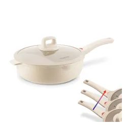 Patelnia indukcyjna głęboka z pokrywką Konighoffer Creamy Marble 28 x 8,5 cm