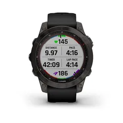 Смарт-часы Garmin FENIX 7 Sapphire Solar титановый черный DLC с черным ремешком (010-02540-35)