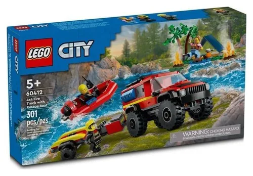 Конструктор LEGO CITY 60412 внедорожная пожарная машина с лодкой