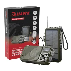 Radioodbiornik Hawk R40 Na korbkę, Solarne, Latarka, Radio FM Bluetooth Zielony