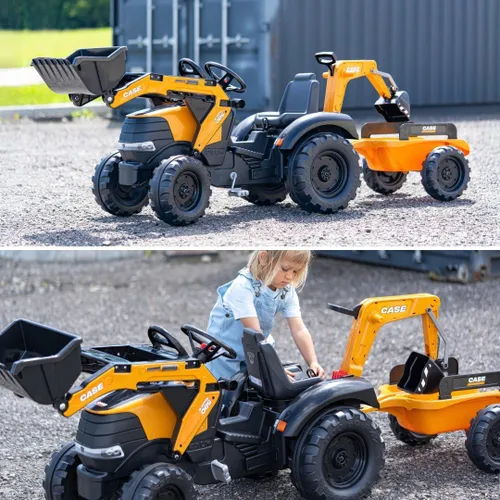 Falk Traktor Na Pedały Case Ce Z Koparką Ładowarką I Przyczepą 3-7 Lat