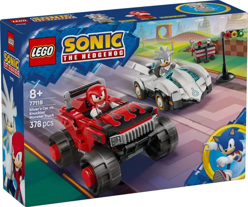 LEGO 77118 Sonic the Hedgehog Silver w samochodzie kontra Knuckles w monster trucku