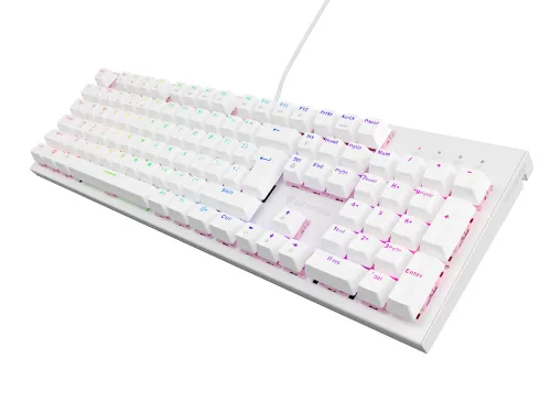 Klawiatura mechaniczna Genesis Thor 303 RGB - Outemu Peach Silent - biały