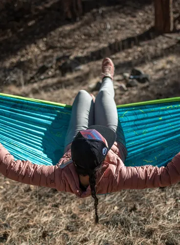 Hamak ENO DoubleNest Print Giving Back Hammock - topo cdt/chartreuse