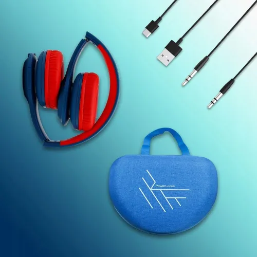PowerLocus PLED Bezprzewodowe Słuchawki Bluetooth dla dzieci z LED niebiesko-czerwone