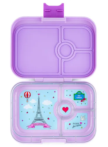 Yumbox Panino - Lulu mor orta dikdörtgen öğle yemeği kutusu / Paris-t'aime tepsisi