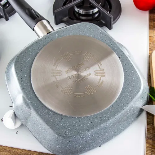 TESCOMA i-Premium Stone kwadrat 26 x 26 cm - patelnia grillowa mineralna nieprzywierająca