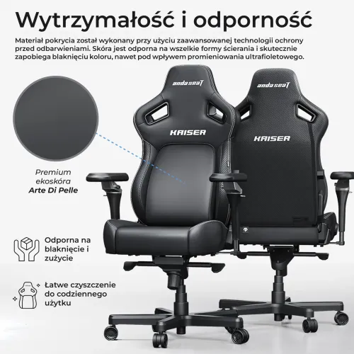 Fotel Anda Seat Kaiser 4 V2 XL Gamingowy do 150kg Skóra ECO Czarny