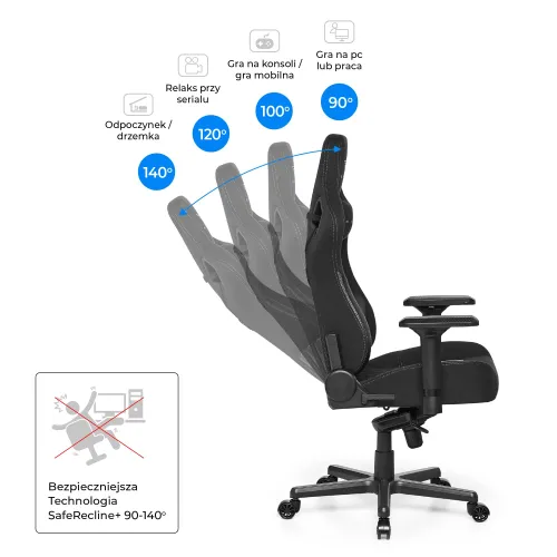 Fotel GAMVIS Elite 2.0 Pro XL Czarny (białe elementy)