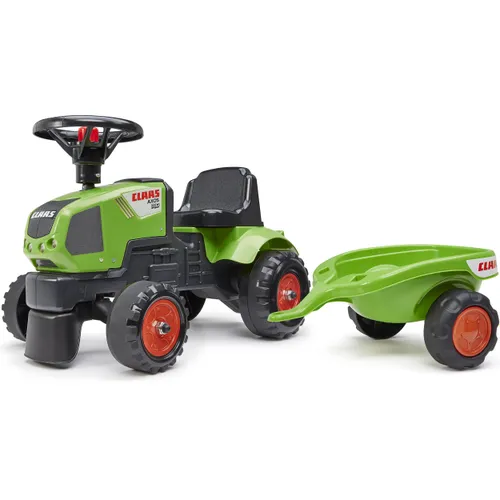 Falk Traktorek Baby Claas Axos 310 Zielony z Przyczepką od 1 roku