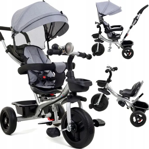 Rowerek trójkołowy z daszkiem FUNFIT obracany 360° wolne koło +trąbka