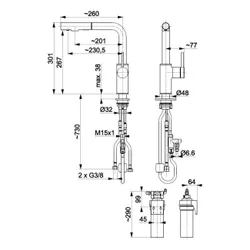 Bateria kuchenna KFA z filtrem LILAC S DUERO PURE 6623-115-81 Czarna