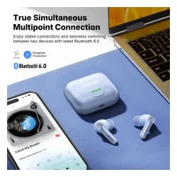 Słuchawki bezprzewodowe Earfun Air Pro 4+ ANC Dokanałowe Bluetooth 6.0 Funkcje AI Niebieski